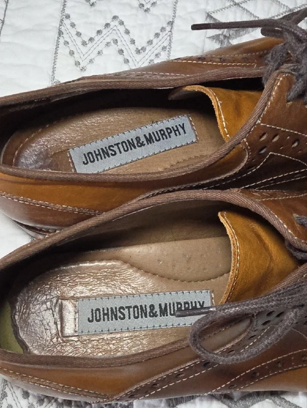 Johnston & Murphy Two-Tone Brown Leather Oxfords